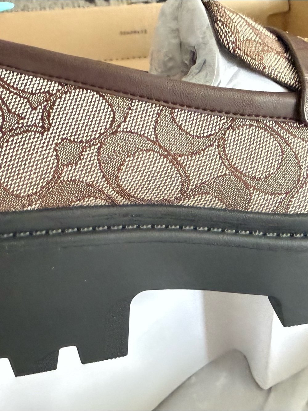 Coach Brown Signature Canvas Penny Loafer with Black Lug Sole - Picture 11 of 13